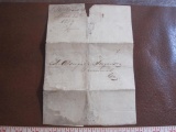 Hand-written letter circa 1839, some water damage and wear on paper