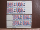 TWO blocks of 4 (total 8) 1971 21 cent USA US airmail stamps, Scott # C81