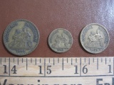 Three French coins, 2 from 1923, 1 from 1927