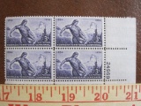 Block of 4 1954 3 cent Nebraska Territory Centennial US postage stamps, Scott # 1060