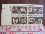 Block of 4 1972 8 cent Colonial American Craftsmen US postage stamps, Scott # 1456-59