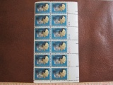 Block of 12 1973 8 cent Robinson Jeffers US postage stamps, Scott # 1485