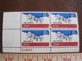 Block of 4 1974 26 cent Shrine of Democracy US airmail stamps, Scott # C88