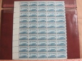 Full sheet of 50 1948 Swedish Pioneer Centennial 5 cent US postage stamps, #958