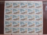 Full sheet of 100 (25 blocks of 4) 1972 National Parks Centennial 2 cent US postage stamps,