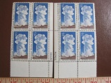 Two blocks of 4 (total 8) 8 cent National Parks Centennial Old Faithful US postage stamps, #1453