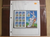 Mounted 1997 Bugs Bunny philatelic souvenir pane of 10 32 cent US postage stamps, Scott # 3137, on