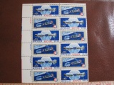 Partial sheet of 12 1975 10 cent Apollo Soyuz US postage stamps, Scott # 1569-70