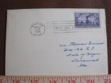 1944 First Day of Issue used envelope including cancelled 1944 3 cent Transcontinental Railroad US
