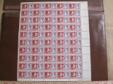 Full sheet of 50 1963 First International Postal Conference 15 cent US Air Mail stamps, #C66