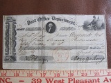 1855 Post Office Department money order for $11.03, signed by Postmaster General Horatio King