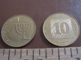 2 Israeli 10 Agorot coins