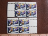 Two blocks of 4 (total 8) 1974 10 cent Skylab US postage stamps, #1529