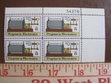 Block of 4 1973 Progress in Electronics 6 cent US postage stamps, #1500
