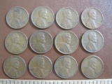 12 Lincoln pennies: 1946S (3), 1951S (1), 1952S (2), 1953S (5) and 1954S (1)