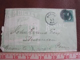 Colorful used A.P. Dickey, Racine, Wis envelope with 3 cent George Washington US postage stamp,