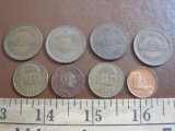 Lot of foreign coins, including three from Mexico, one from Malaysia and 4 from Asia.