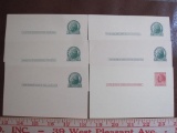 Lot of 6 unused pre-paid US postcards, five with a 1 cent Jefferson imprint and 1 with a 2 cent