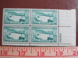 Block of 4 1952 Grand Coulee Dam Reclamation 3 cent US postage stamps, #1009