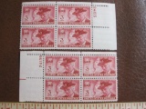 Two blocks of 4 (total 8) 1949 Grand Army of the Republic 3 cent US postage stamps, #985