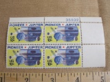 Block of 4 1975 10 cent Pioneer Jupiter US postage stamps, #1556