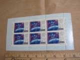 Complete sheet of 6 Soviet Union 1972 space-themed postage stamps