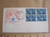 First Day of Issue envelope, postmarked May 17, 1947, with four 3 cent US postage stamps featuring