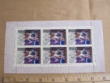 Complete sheet of 6 Soviet Union 1972 space-themed postage stamps