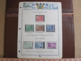 Souvenir sheet of 7 1957 Ghana stamps, in individual pockets, 4 commemorating 