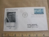 First Day of Issue, postmarked July 30, 1947, with a 25 cent Air Mail stamp featuring a Pan American