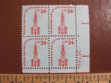 Block of 4 24 cent Midnight Ride/One if by land, two if by sea US postage stamps, #1603
