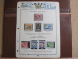 Souvenir sheet of 8 1958 Ghana stamps, in individual pockets; 4 celebrate Ghana's first anniversary