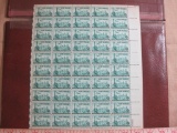 Full sheet of 50 1947 New York skyline 15 cent US Air Mail stamps, #C35
