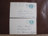 Two used 1978 prepaid 9 cent postcards with Caesar Rodney, Patriot, both from a tax preparer