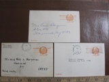 Three used 1978 prepaid postcards with John Hancock, Patriot 10 cent US postage