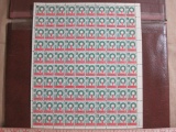 Full sheet of 100 Christmas 1962 4 cent US postage stamps, #1205