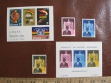 Lot of 10 unused Ghana postage stamps, including a mini souvenir sheet of three stamps, and three