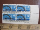 Block of 4 1968 6 cent Arkansas River Navigation US postage stamps, #1358
