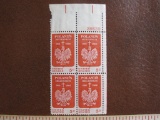 One block of 4 1966 5 cent Poland's Milennium US postage stamps, Scott # 1313