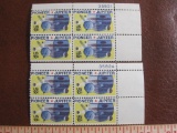 Two blocks of 4 (total 8) Pioneer Jupiter 10 cent US postage stamps, #1556
