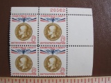 Block of 4 1960 Thomas G. Masaryk Champion of Liberty 8 cent US postage stamps, # 1148