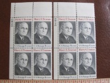 Two blocks of 4 (total 8) 1973 Harry S. Truman 8 cent US postage stamps, #1499