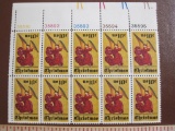 Block of 10 1974 Christmas angel 10 cent US postage stamps, #1550