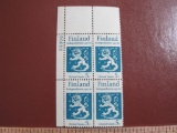 Block of 4 1967 5 cent Finland Independence US postage stamps, #1334