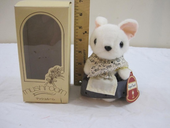 Vintage Mushroom Stuffed Mouse, Royal Touch First Corporation, Made in Japan, in original box, 1983,