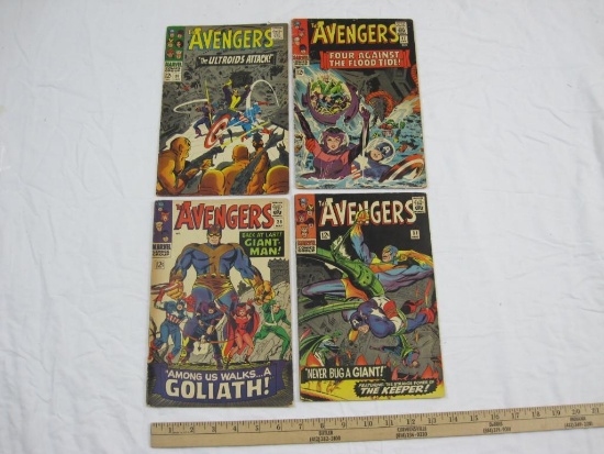 Four Silver Age The Avengers Comic Books Issues #27, 28, 31 & 36, April 1966-January 1967, Marvel