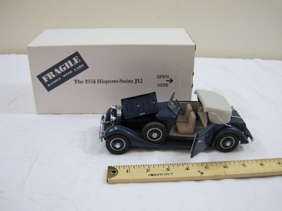 The 1934 Hispano-Suiza J12 Diecast Model Car, The Danbury Mint, in original box, 2 lbs 2 oz