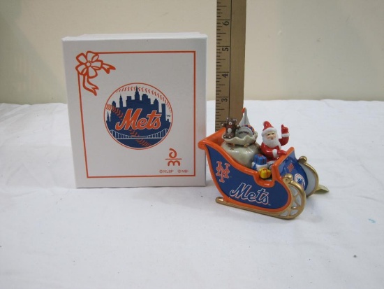 The Danbury Mint New York Mets Santa Sleigh Christmas Ornament, in original box, 9 oz