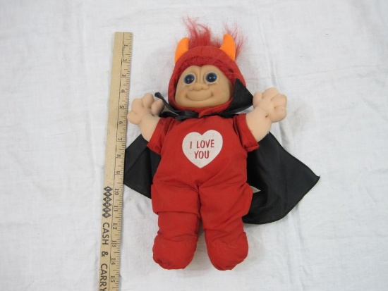 Vintage RUSS Troll Kidz Doll in I love you Devil Costume, 11 oz