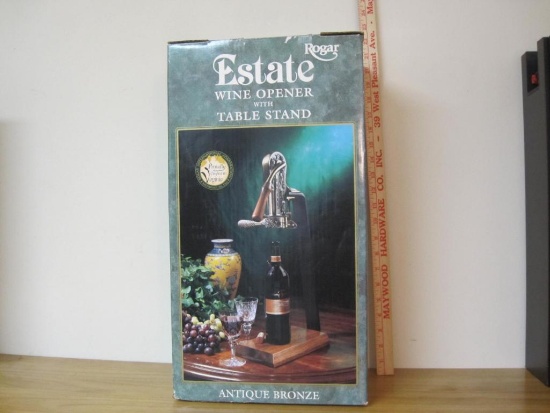 Rogar Estate Wine Opener with Table Stand, Antique Bronze, New in Box #290